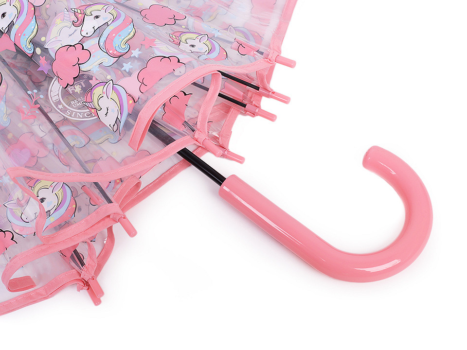 Umbrelă transparentă cu unicorn pentru fete, albastru de nu-mă-uita, 1 buc