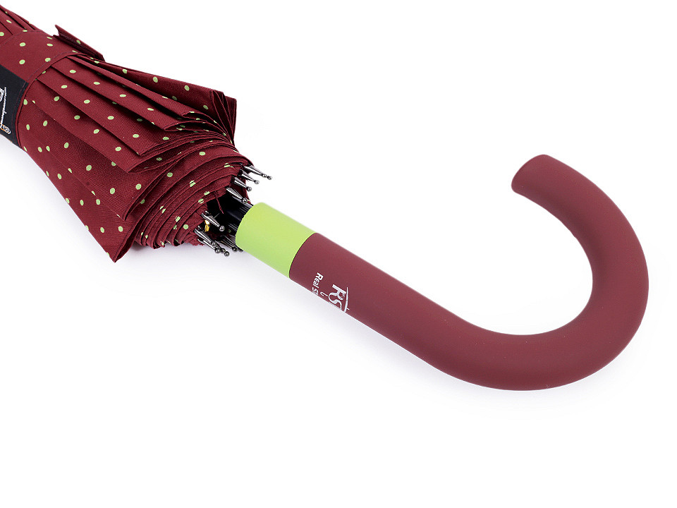 Ladies polka dot pop-up umbrella, burgundy, 1 pc