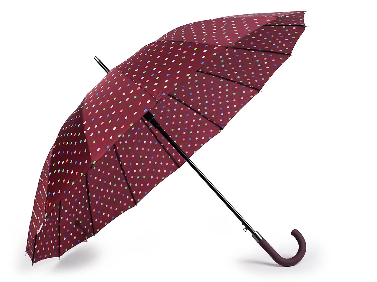 Large family umbrella with dots, burgundy, 1 pc