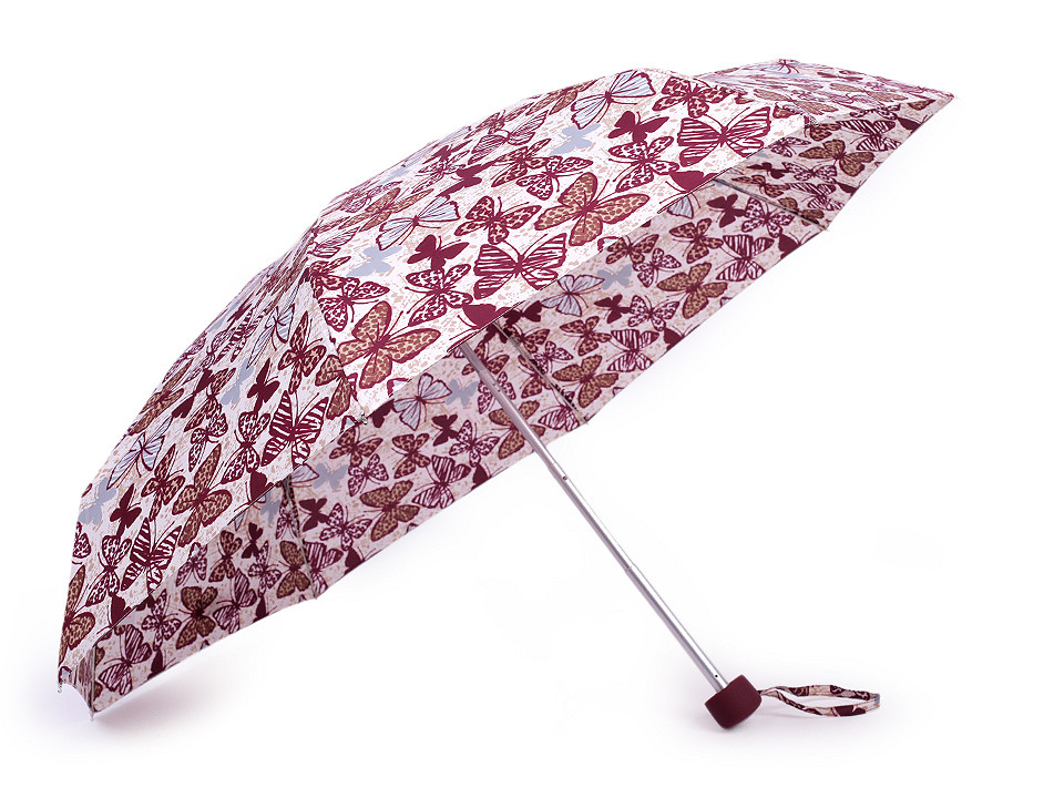 Mini umbrelă pliabilă pentru femei, fluture, neagră, 1 buc