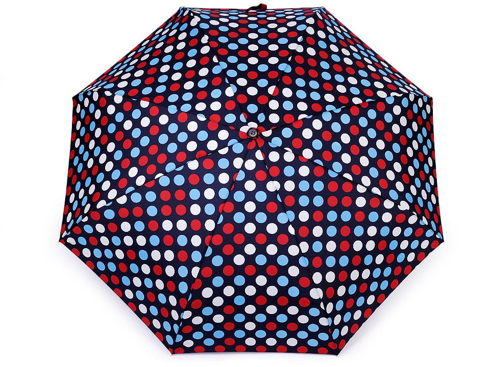 Mini umbrelă pliabilă cu buline pentru femei, albastru închis, 1 buc