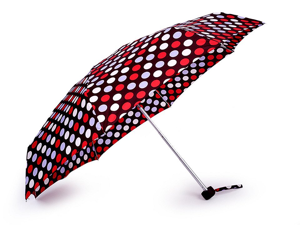 Ladies mini folding umbrella polka dot, red-brown, 1 pc