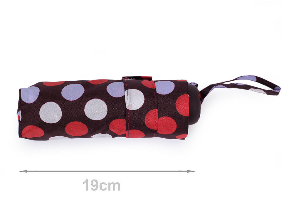 Mini umbrelă de damă cu buline, maro-roșcat, 1 buc
