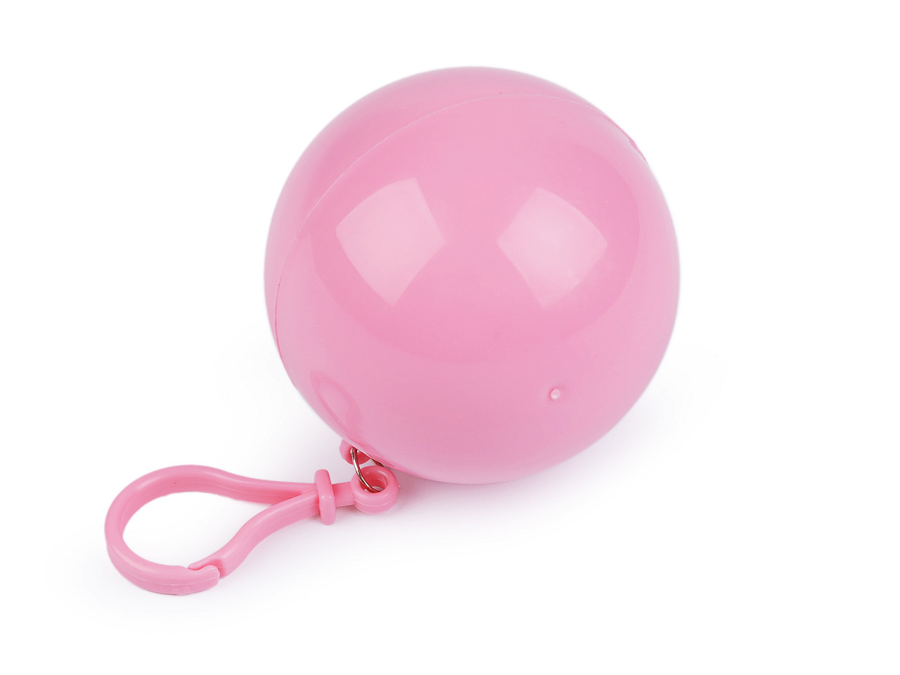 Disposable raincoat in a ball with a carabiner, pink, 1 pc