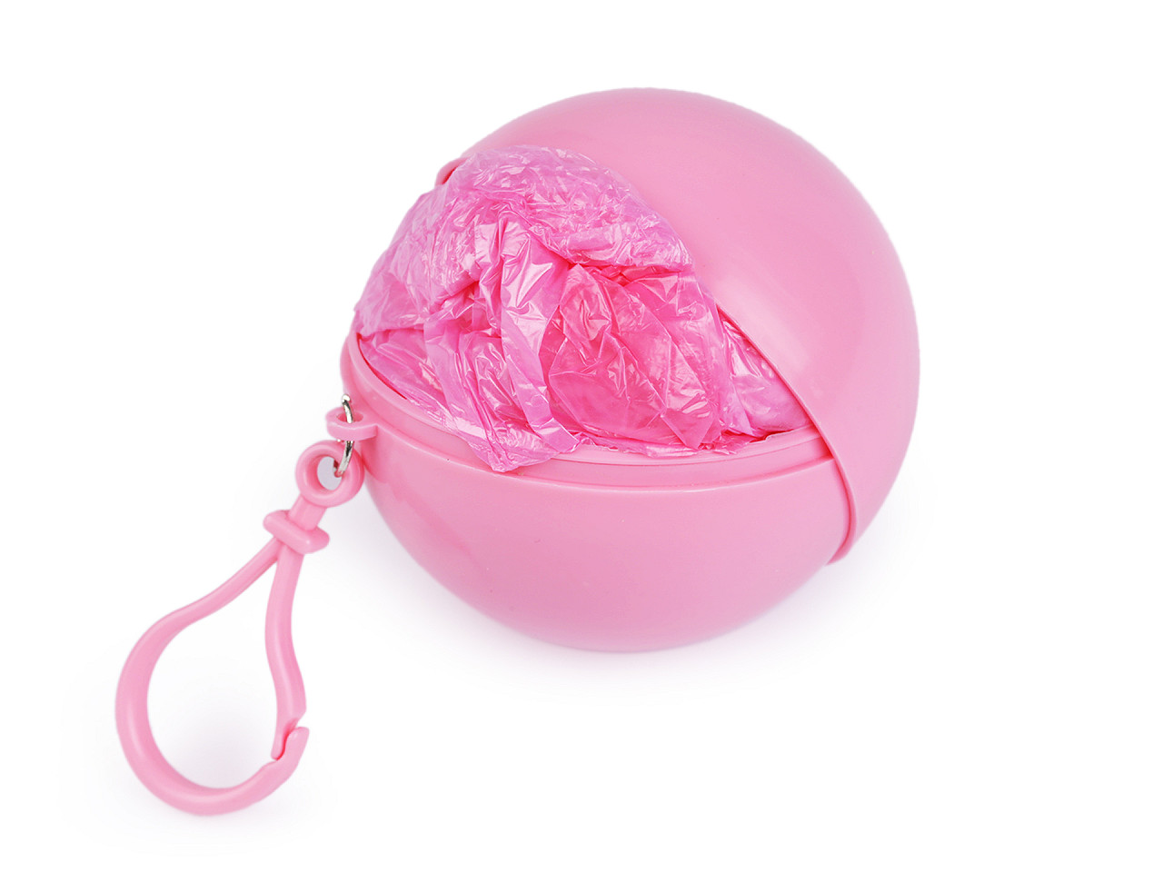 Disposable raincoat in a ball with a carabiner, pink, 1 pc