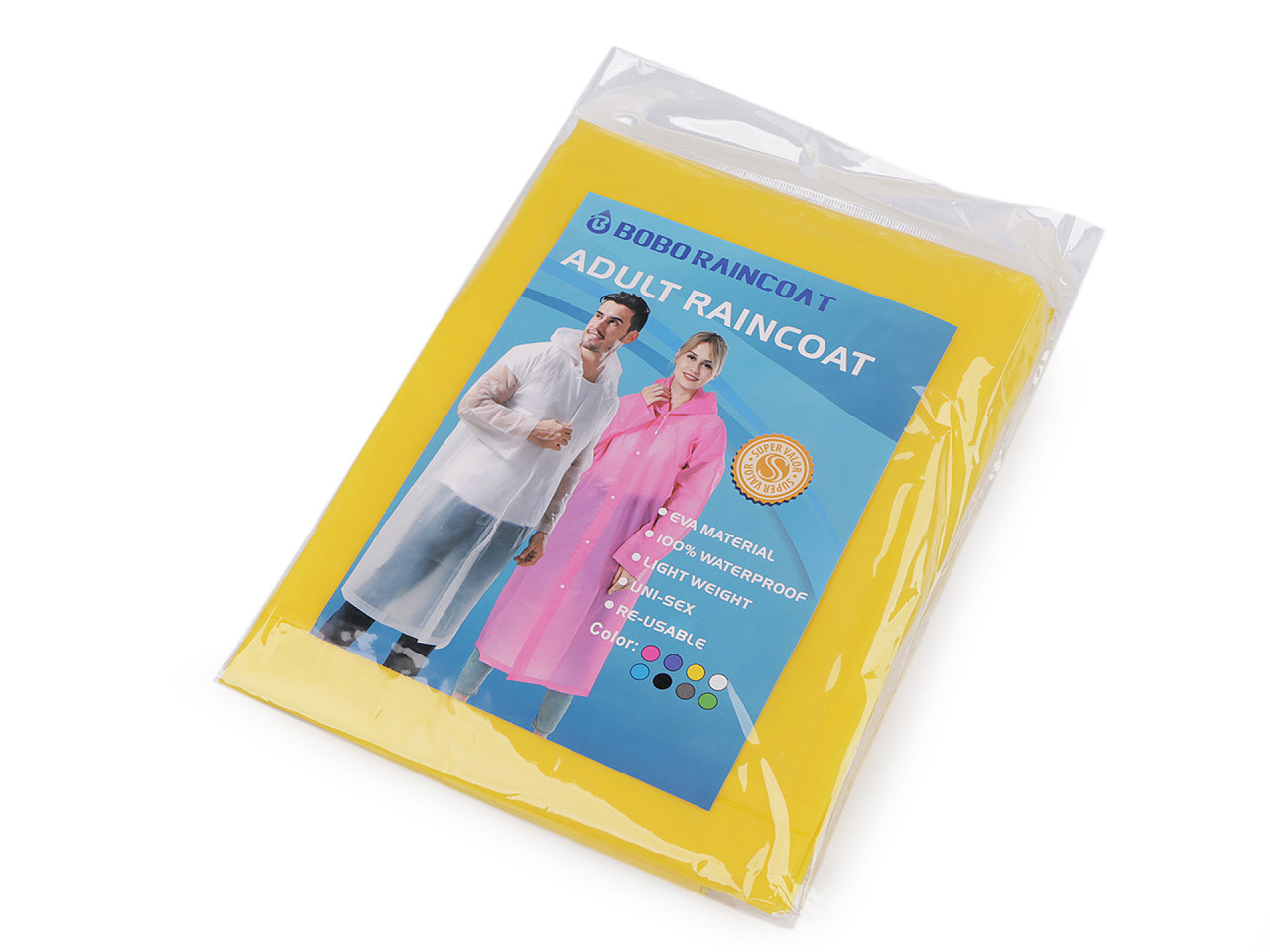 Raincoat for adults, solid, yellow, 1 pc