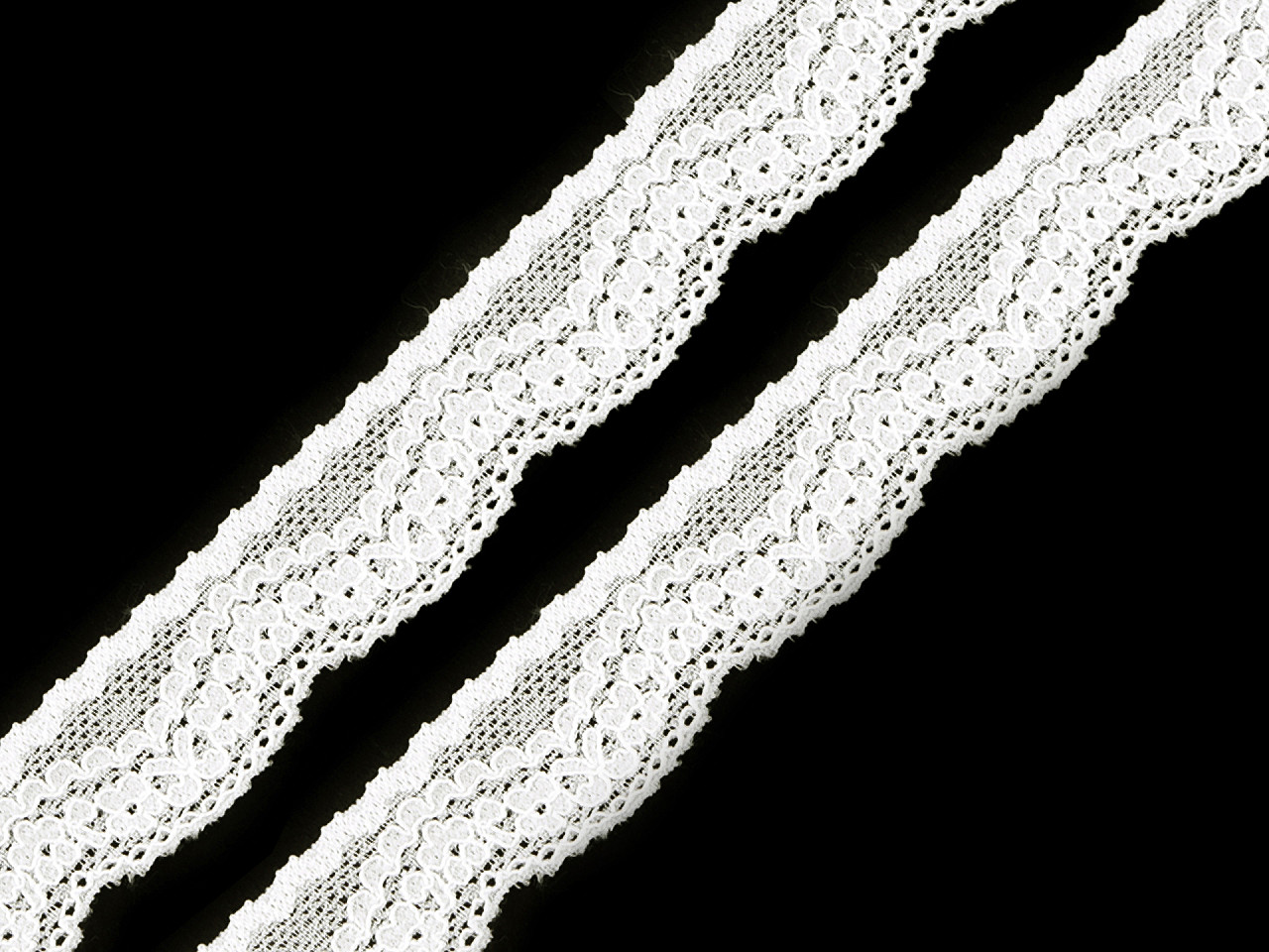 Elastická krajka šíře 25 mm, střední, 1 bílá