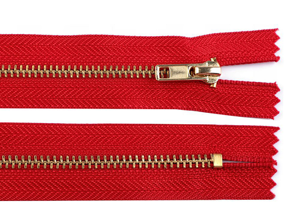 Kovový zips No 3 dĺžka 18 cm nohavicový s mosadznými zúbkami