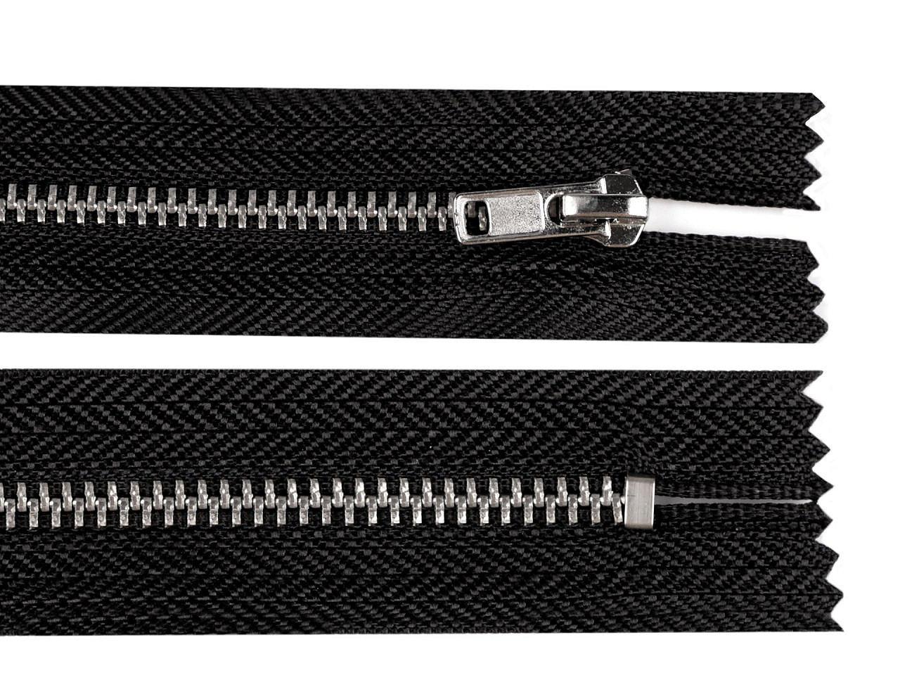 Kovový zips No 4 dĺžka 18 cm nohavicový so striebornými zúbkami