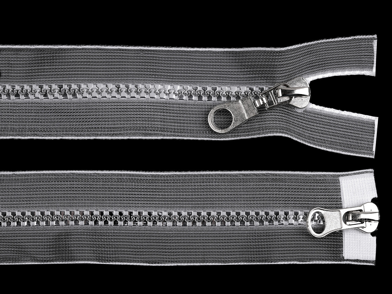 Zips kostený No 5 deliteľný 2 jazdce / dvojcestný 60 cm transparentný