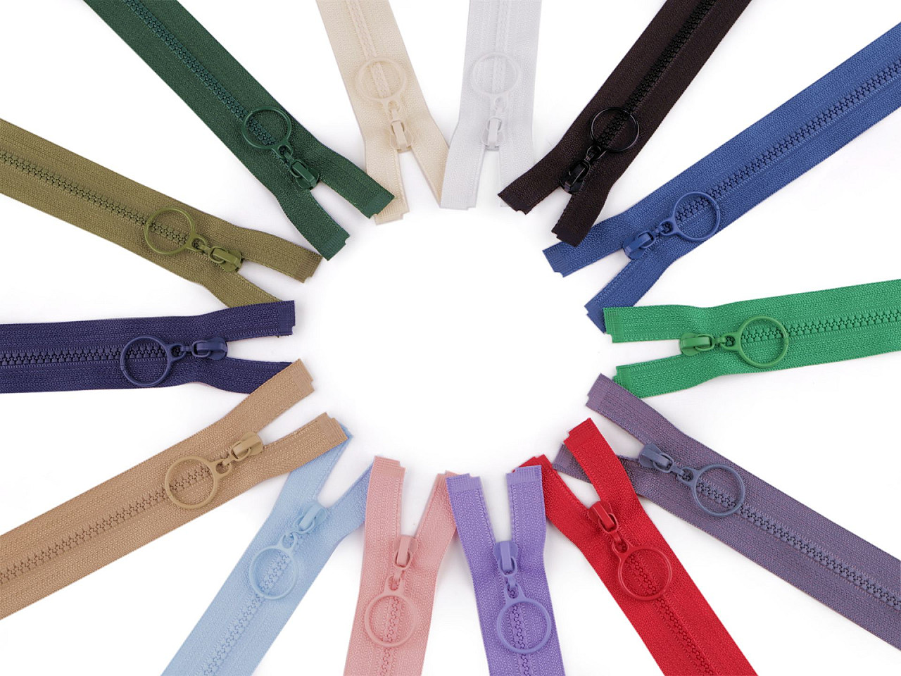 Kostěný zip No 3 délka 30 cm s kroužkem, malé, 308 hnědá přírodní