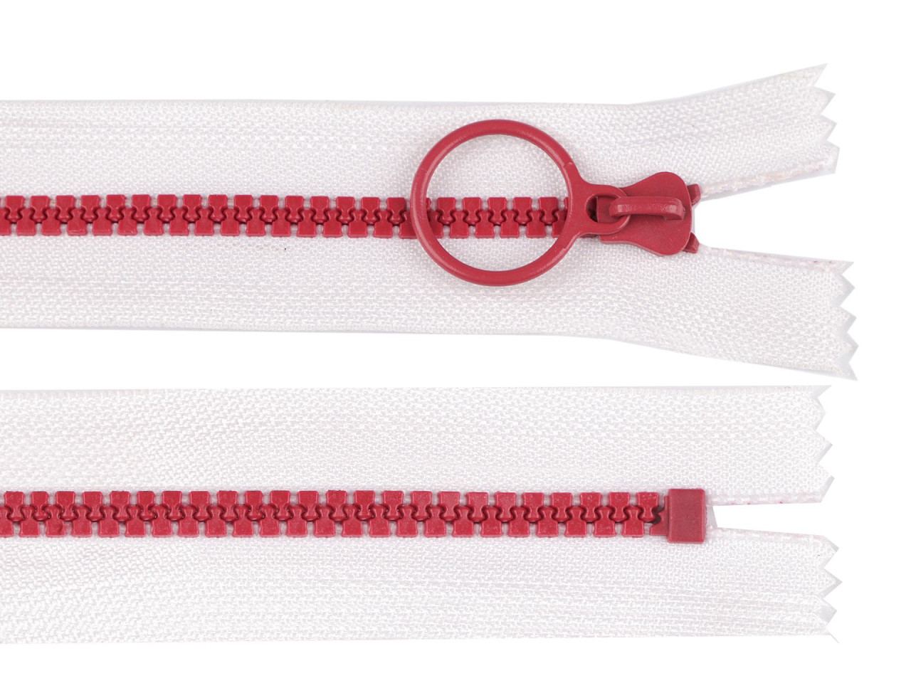 Kostený zips farebný No 5 dĺžka 20 cm s ozdobným jazdcom