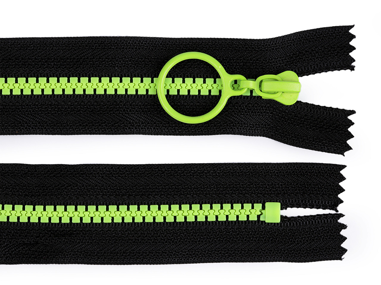 Kostený zips farebný No 5 dĺžka 15 cm s ozdobným jazdcom