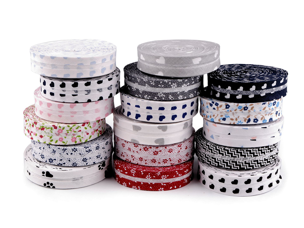 Šikmý proužek bavlněný vzorovaný šíře 20 mm zažehlený, střední, 920223/1 krémová světlá