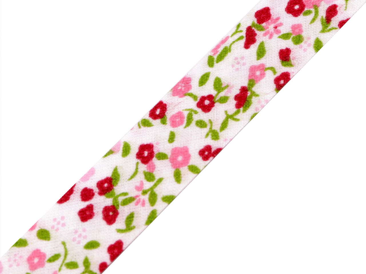 Cotton bias tape 20 mm wide ironed, red, 15 m