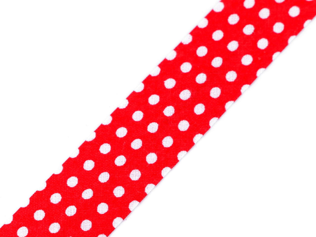 Slanted stripe cotton dot, width 20 mm ironed, red, 15 m