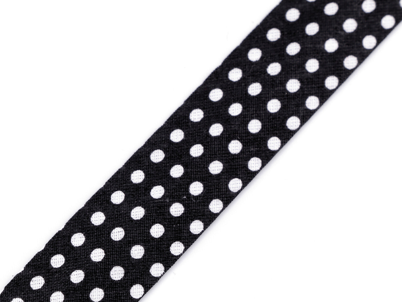 Slanted stripe cotton dot, width 20 mm ironed, black, 15 m