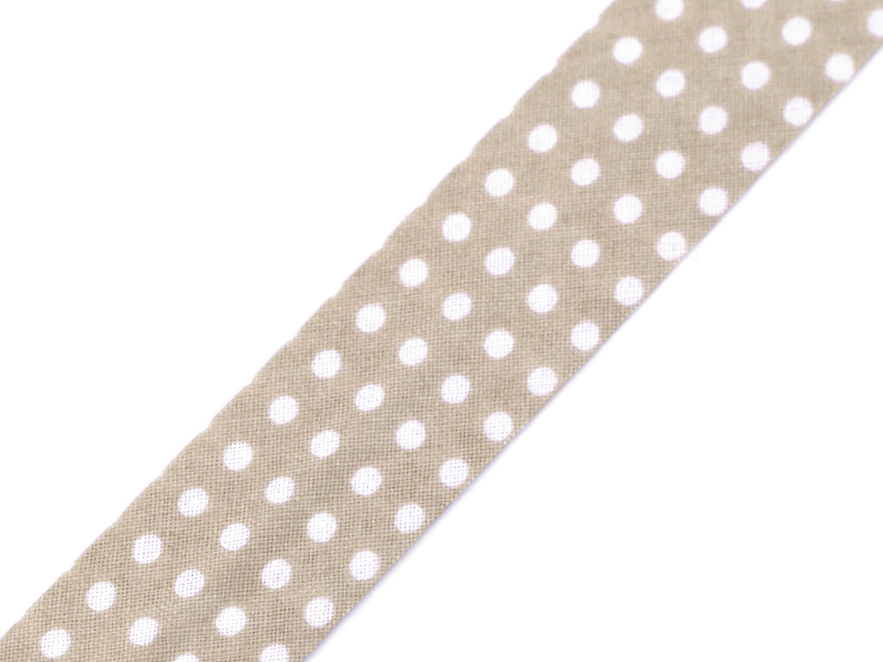 Slanted stripe cotton dot, width 20 mm ironed, beige, 15 m