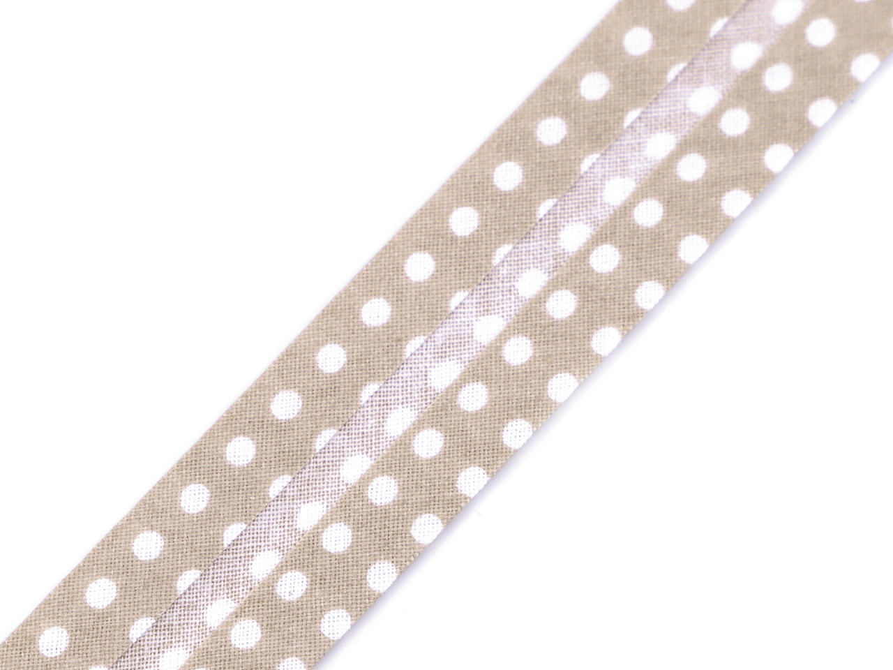 Slanted stripe cotton dot, width 20 mm ironed, beige, 15 m