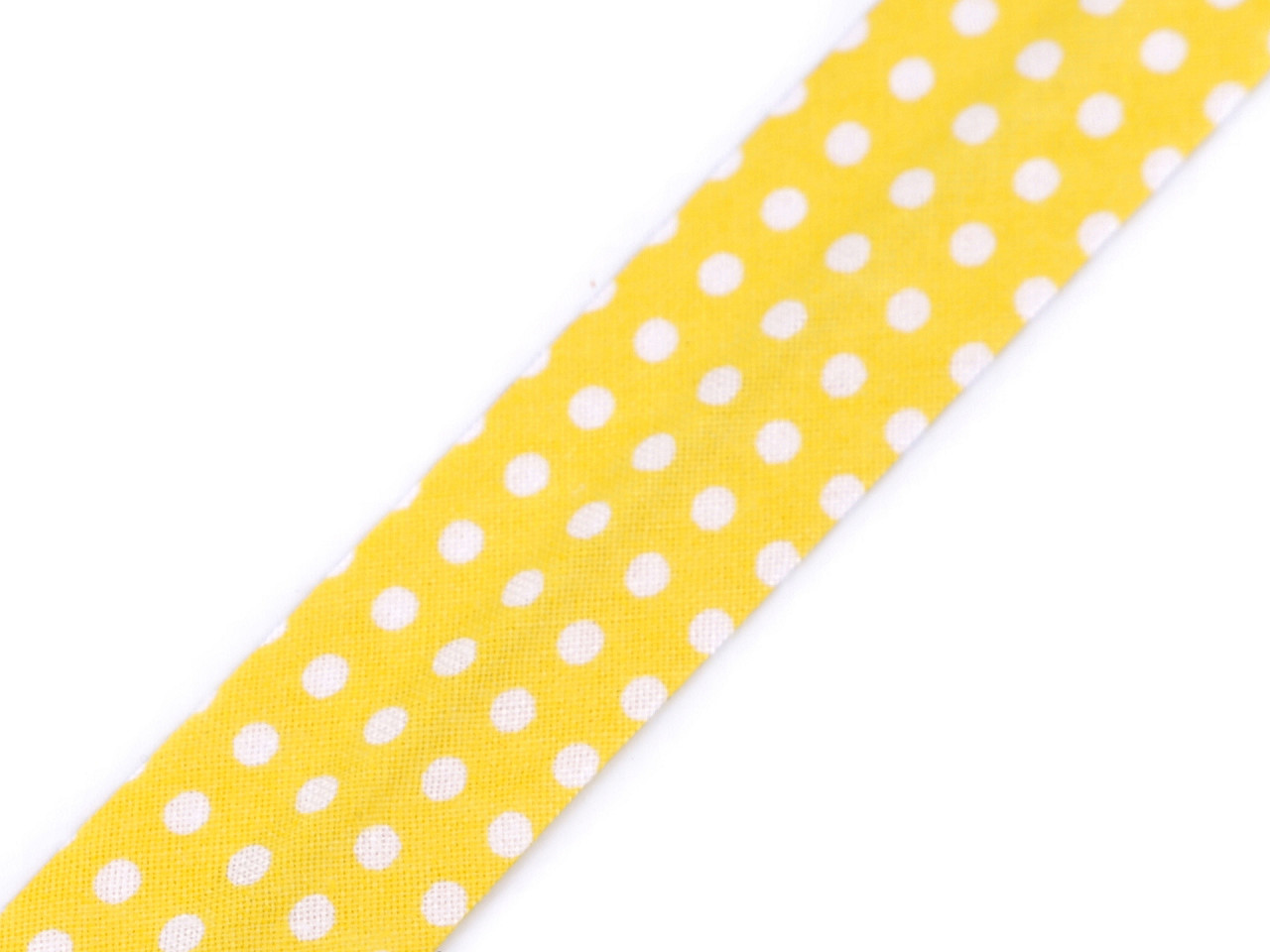 Slanted stripe cotton dot, width 20 mm ironed, yellow, 16 m