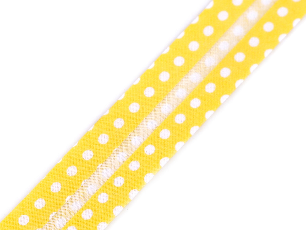 Slanted stripe cotton dot, width 20 mm ironed, yellow, 16 m