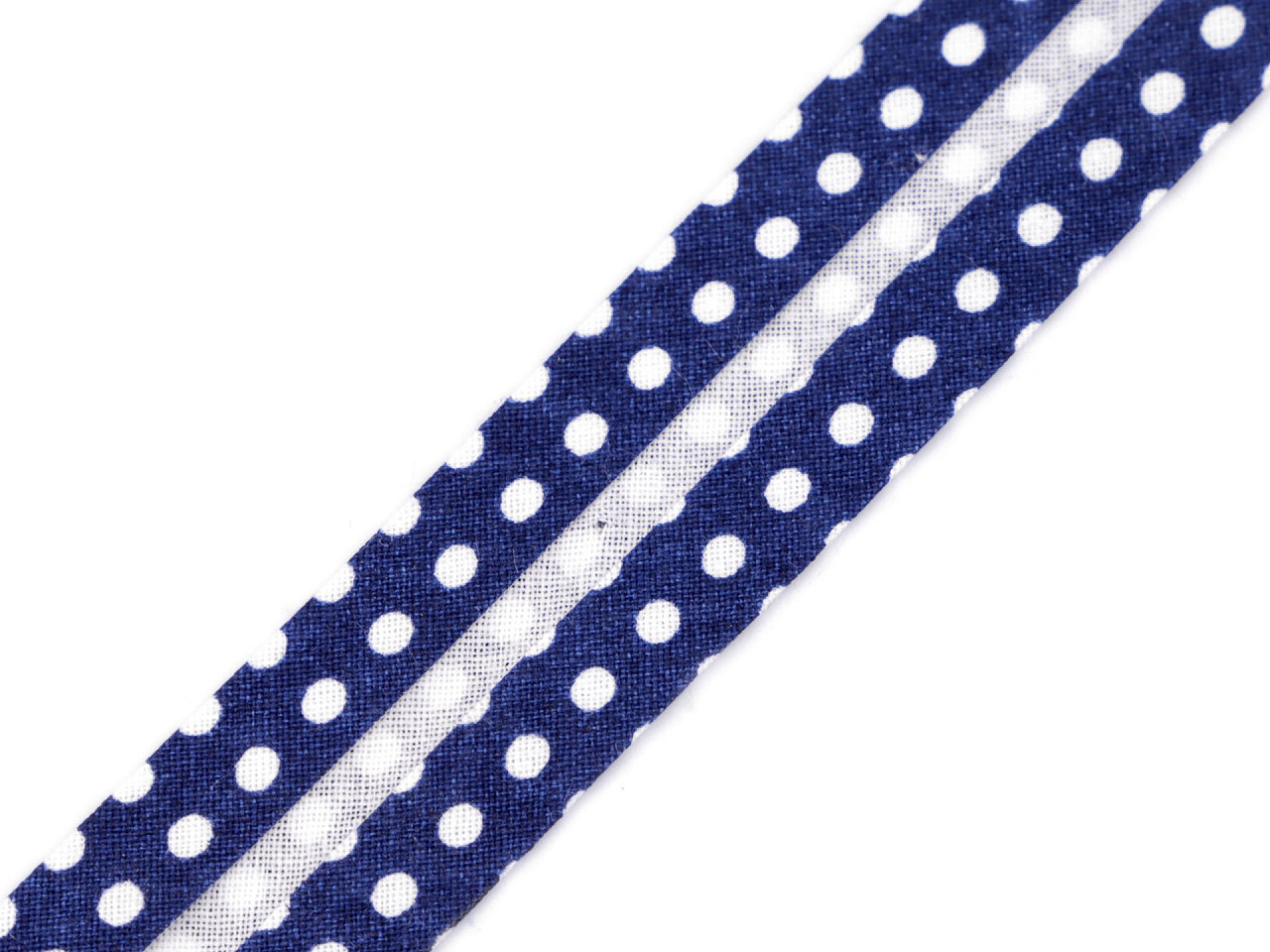 Slanted stripe cotton dot, width 20 mm ironed, dark blue, 15 m