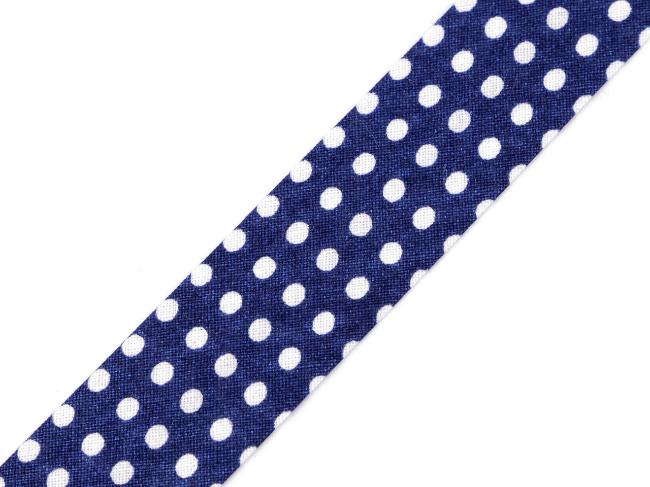 Slanted stripe cotton dot, width 20 mm ironed, dark blue, 15 m