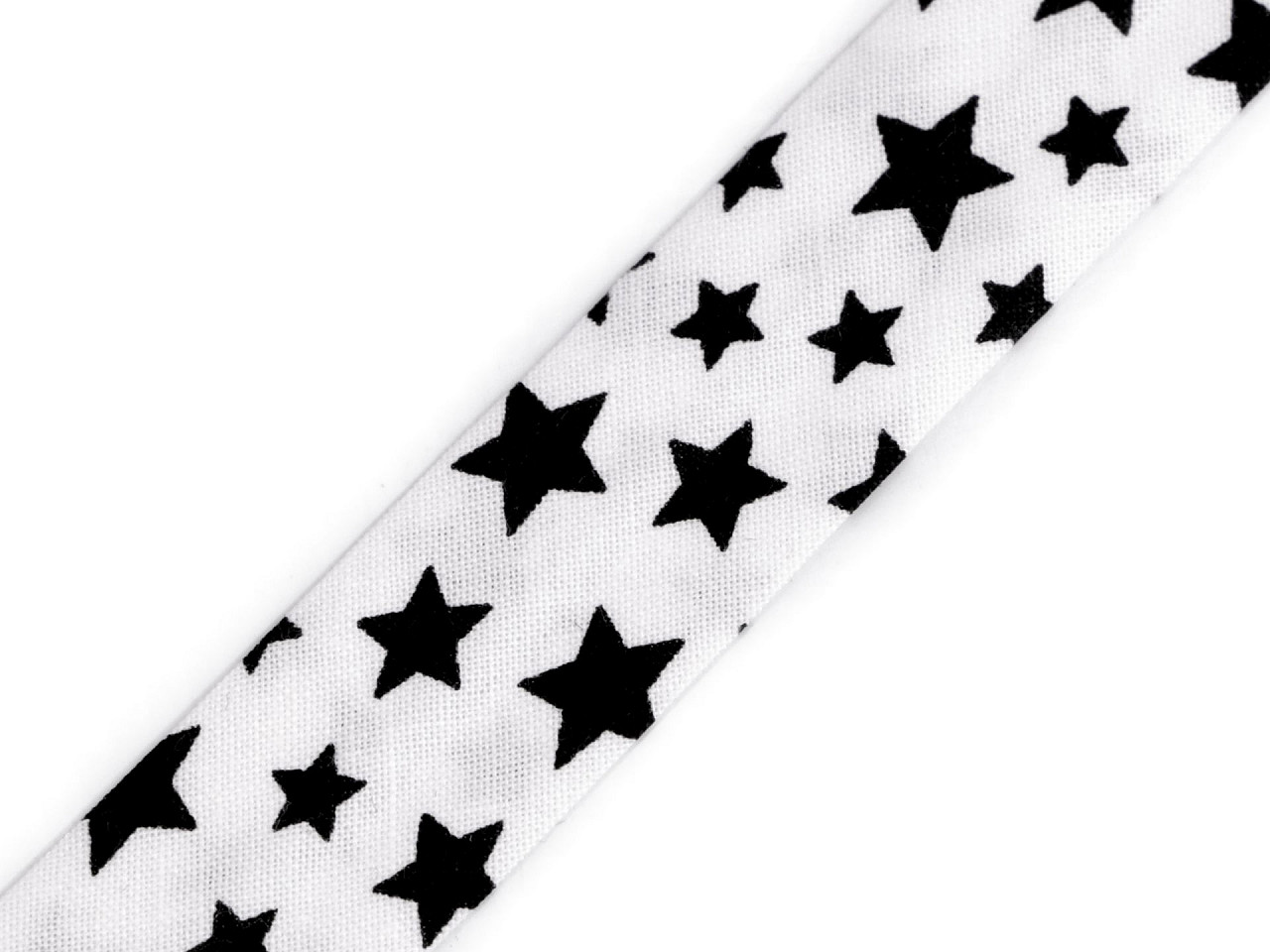 Slanted stripe cotton stars, width 20 mm ironed, black, 16 m