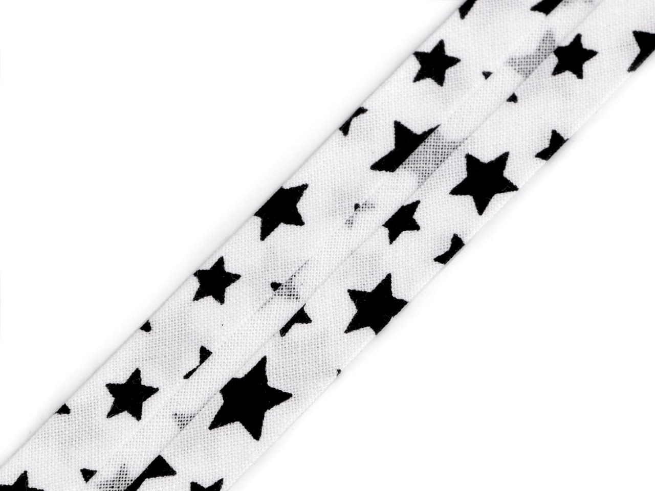 Slanted stripe cotton stars, width 20 mm ironed, black, 16 m