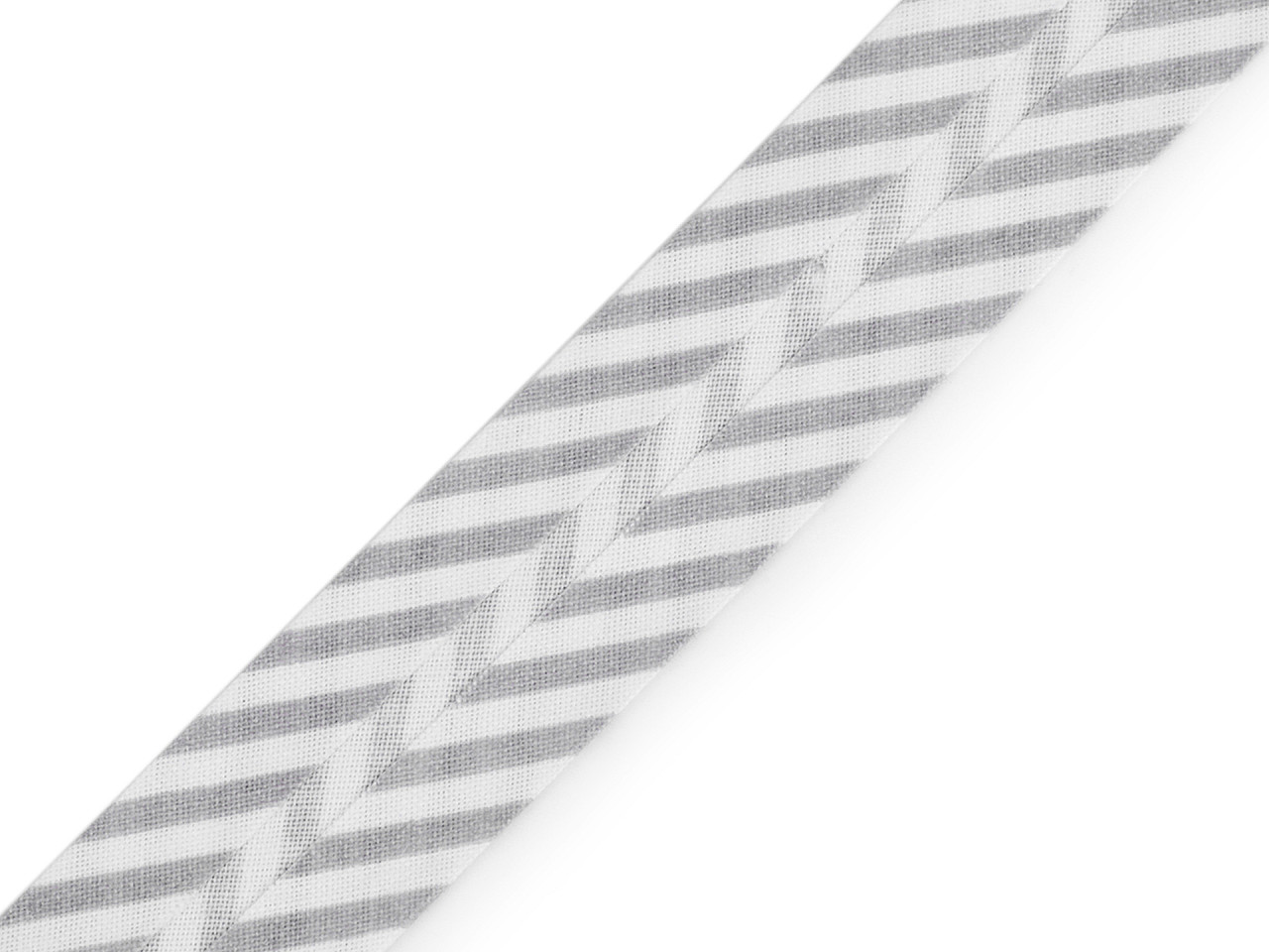 Slanted stripe cotton fine stripe, width 20 mm ironed, light grey, 15 m