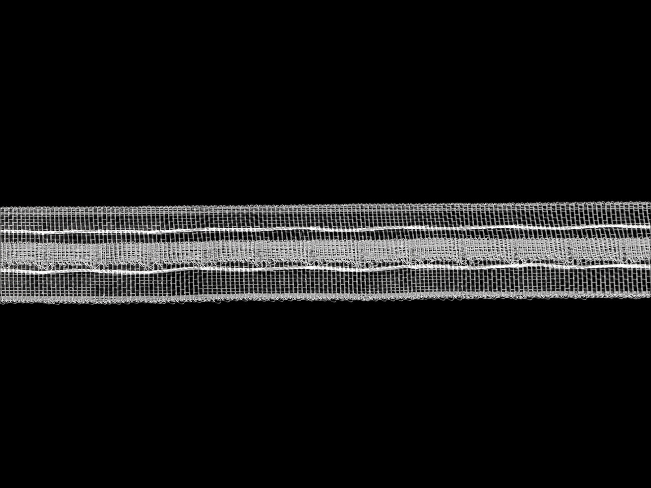 Záclonovka šíře 25 mm univerzální řasení, střední, transparent