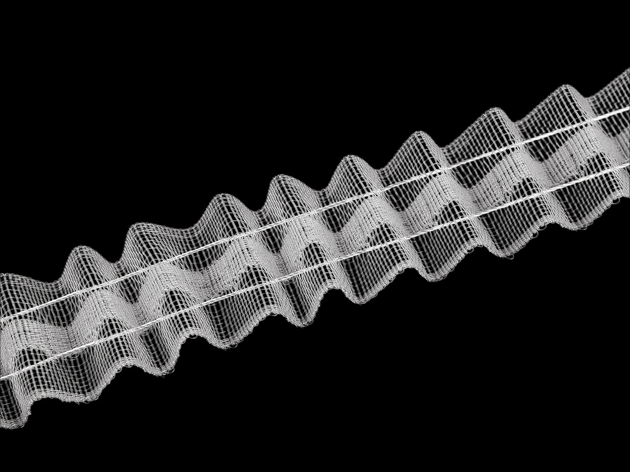 Záclonovka šíře 25 mm univerzální řasení, střední, transparent