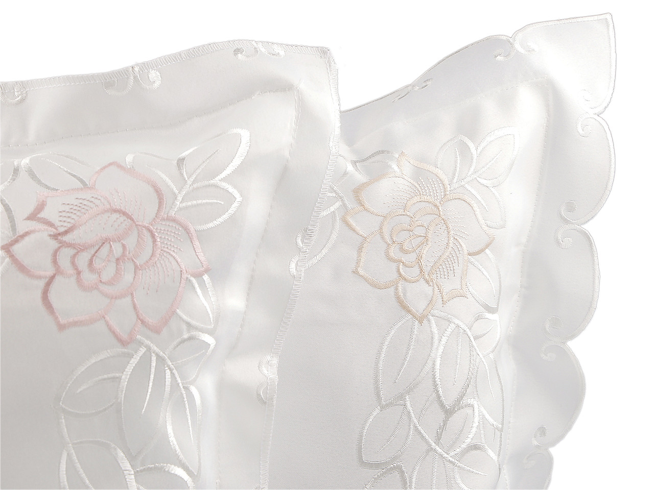 Povlak na polštář vyšívaný 45x45 cm, střední, 3 bílá béžová světlá