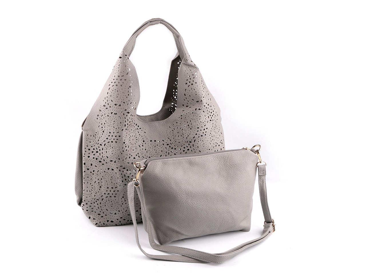 Kabelka s vysekávaným vzorem 2v1 43x26 cm, velké, 1 bílá