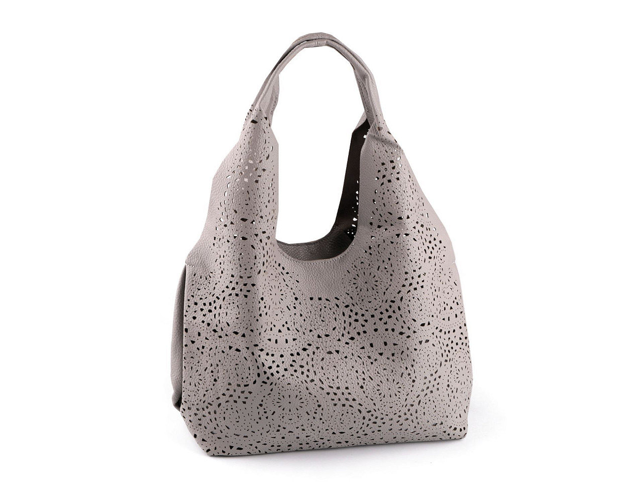 Kabelka s vysekávaným vzorem 2v1 43x26 cm, velké, 1 bílá