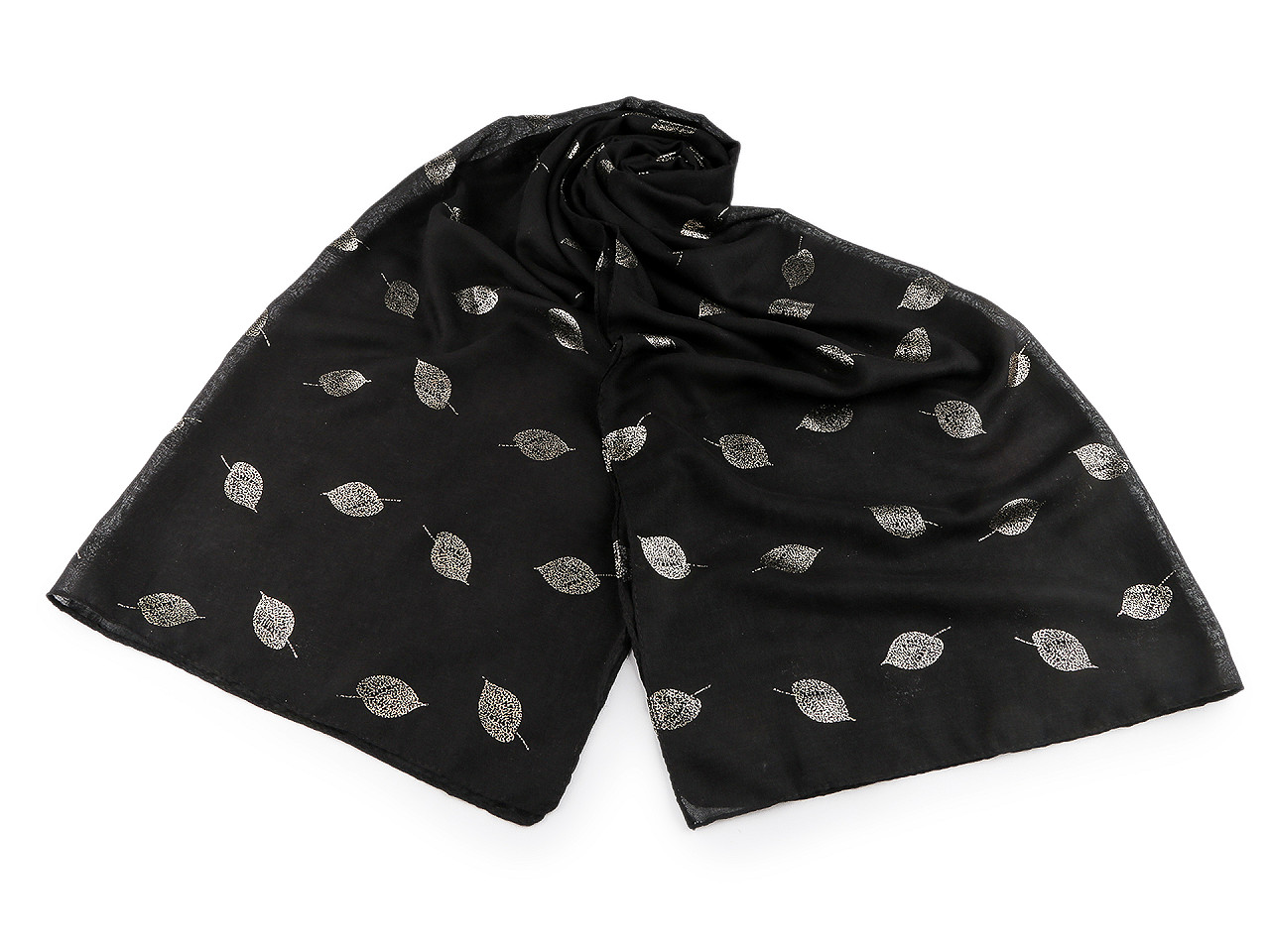 Šátek / šála se zlatým potiskem 70x180 cm, velké, 2 béžová