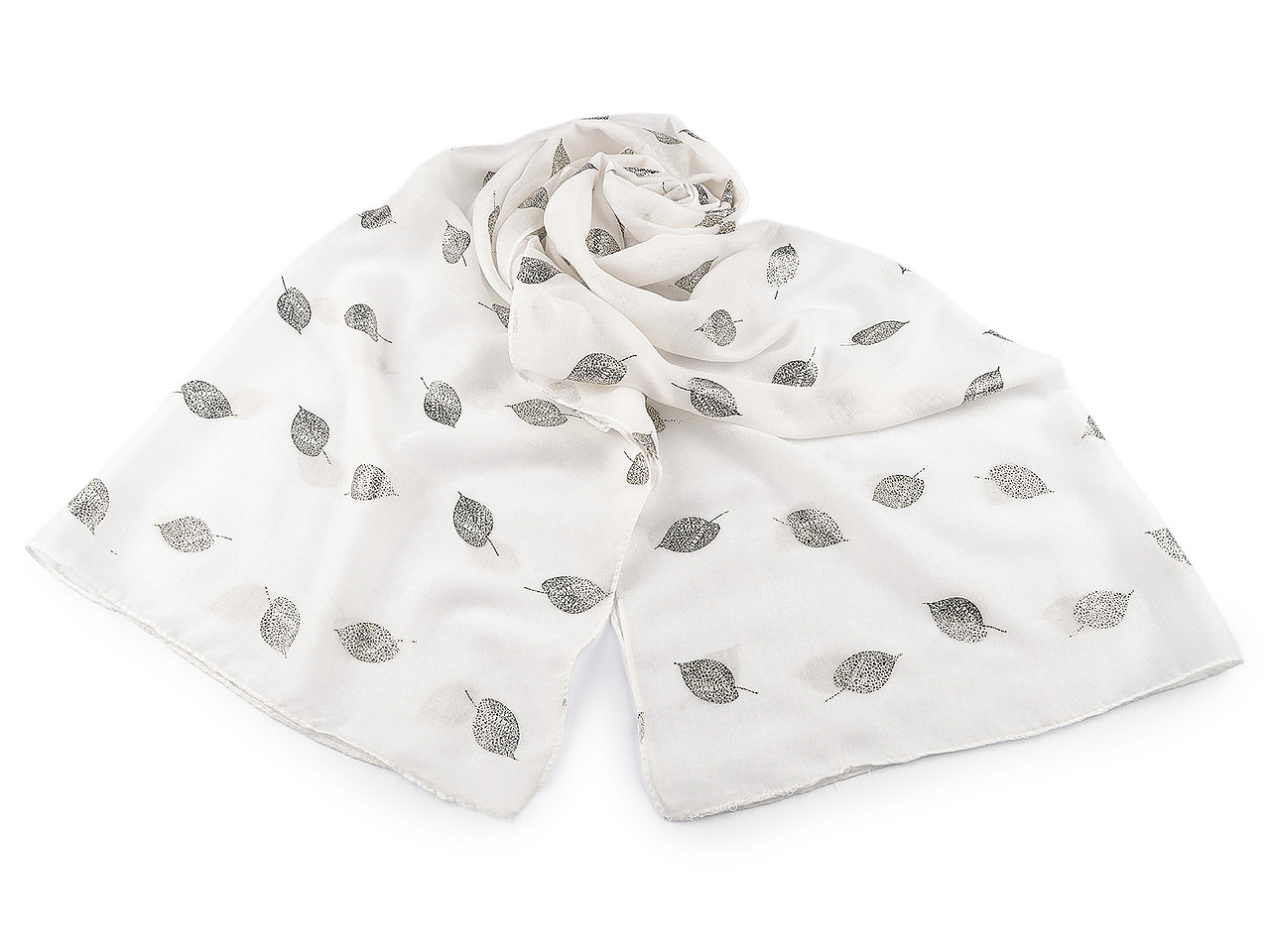 Šátek / šála se zlatým potiskem 70x180 cm, velké, 2 béžová