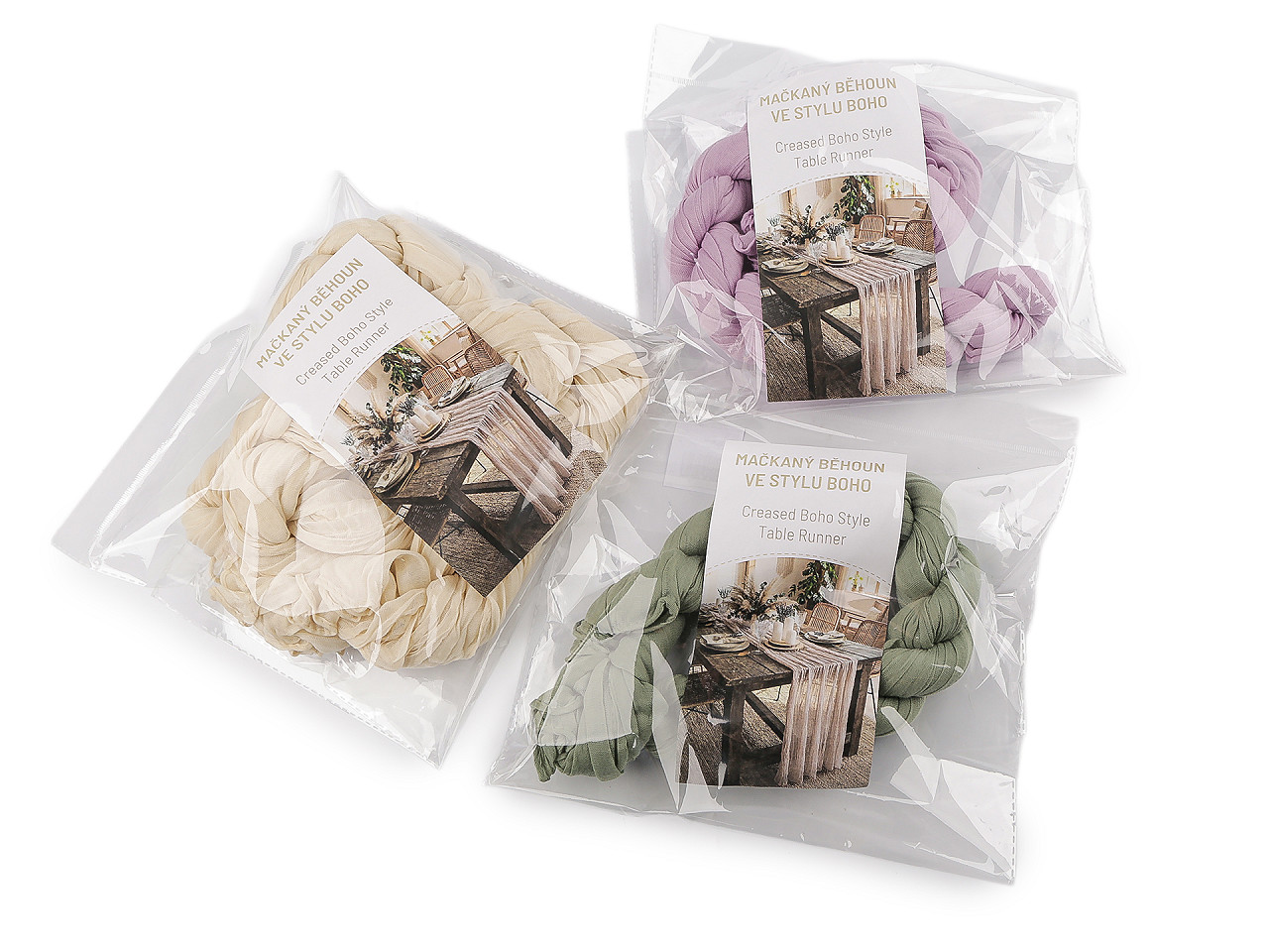 Krčený behúň v štýle boho pre svadby a oslavy 0,5x3 m