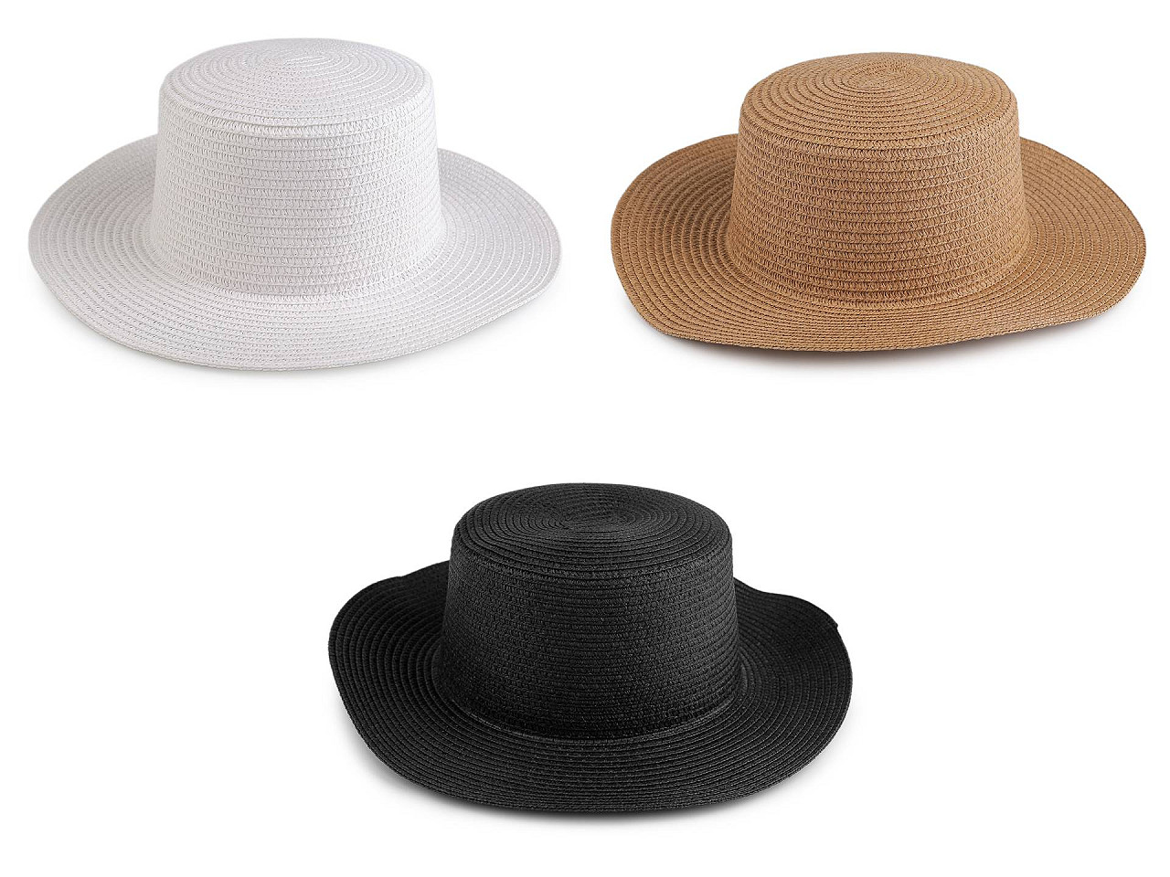 Dámský letní klobouk / slamák k dozdobení, střední, 3 černá