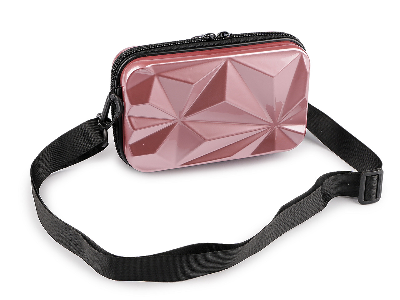 Dámská skořepinová kabelka / pouzdro crossbody s popruhem 18x11 cm, střední, 1 zlatá sv.