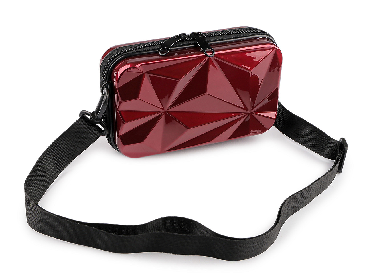 Dámská skořepinová kabelka / pouzdro crossbody s popruhem 18x11 cm, střední, 1 zlatá sv.