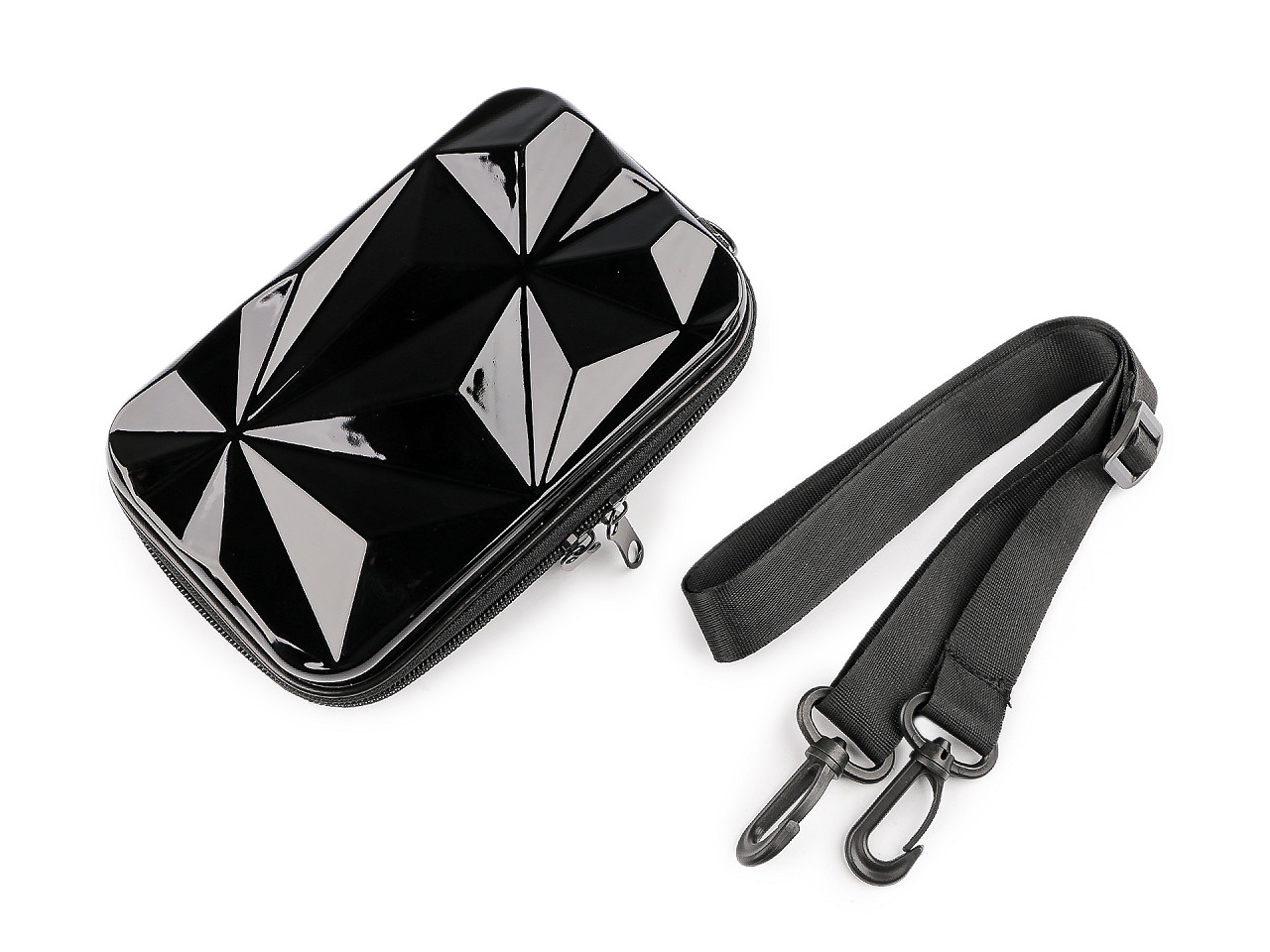 Dámská skořepinová kabelka / pouzdro crossbody s popruhem 18x11 cm, střední, 1 zlatá sv.