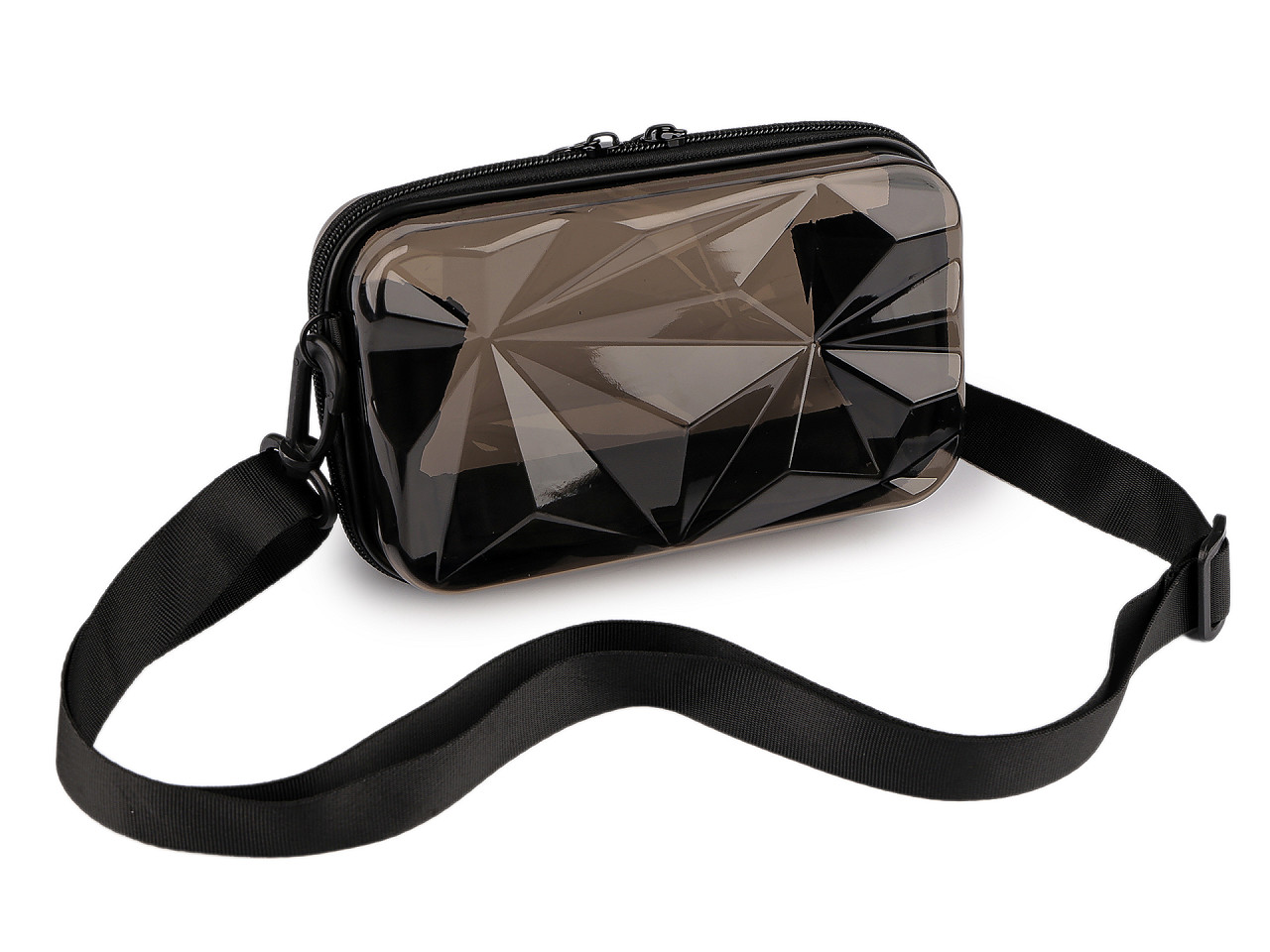 Transparentní skořepinová kabelka / pouzdro crossbody 18x11 cm, střední, 3 fialovorůž ost.
