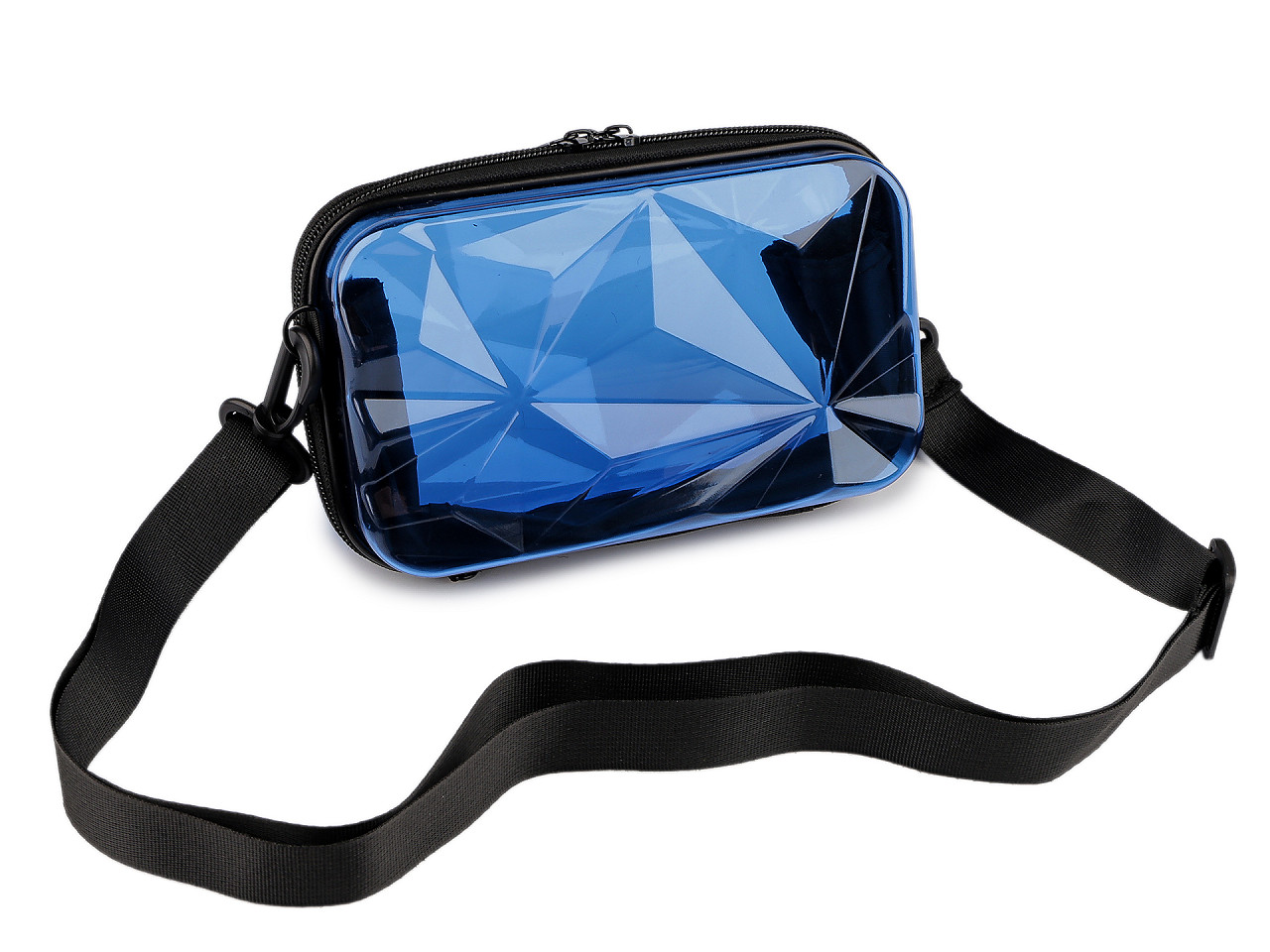 Transparentní skořepinová kabelka / pouzdro crossbody 18x11 cm, střední, 3 fialovorůž ost.