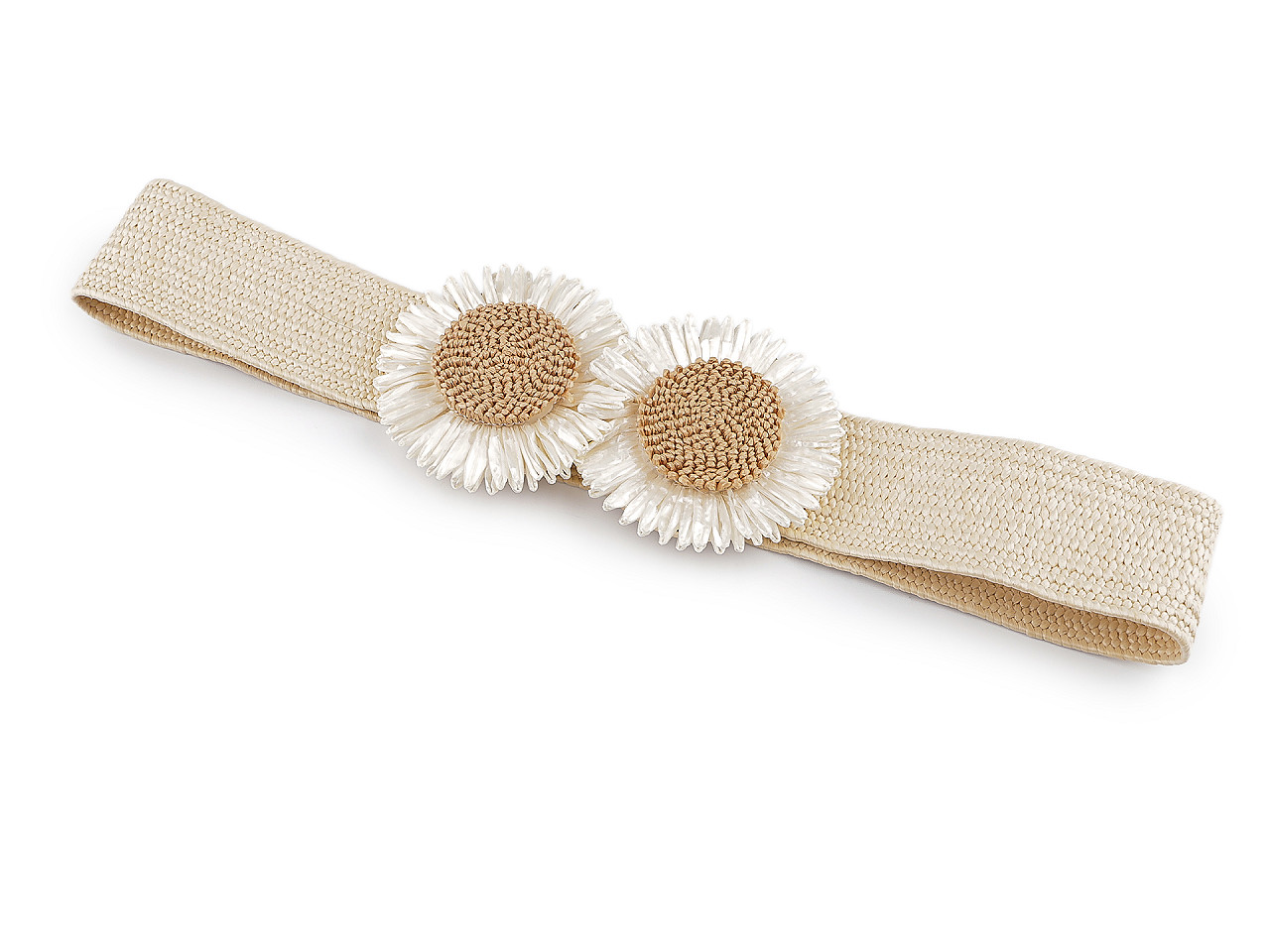 Dámský pásek pružný šíře 4,8 cm květy, velké, 3 černá
