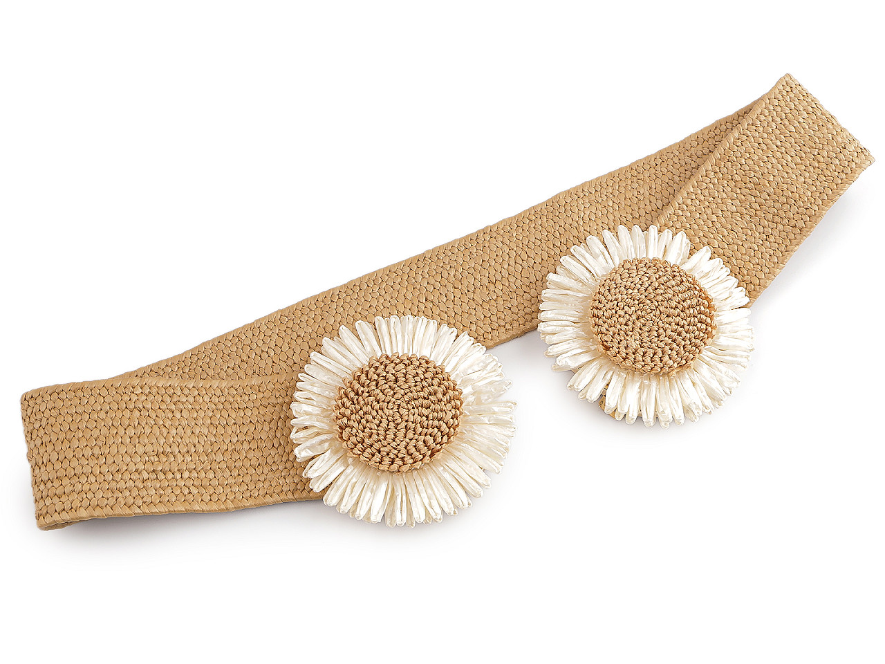 Dámský pásek pružný šíře 4,8 cm květy, velké, 3 černá
