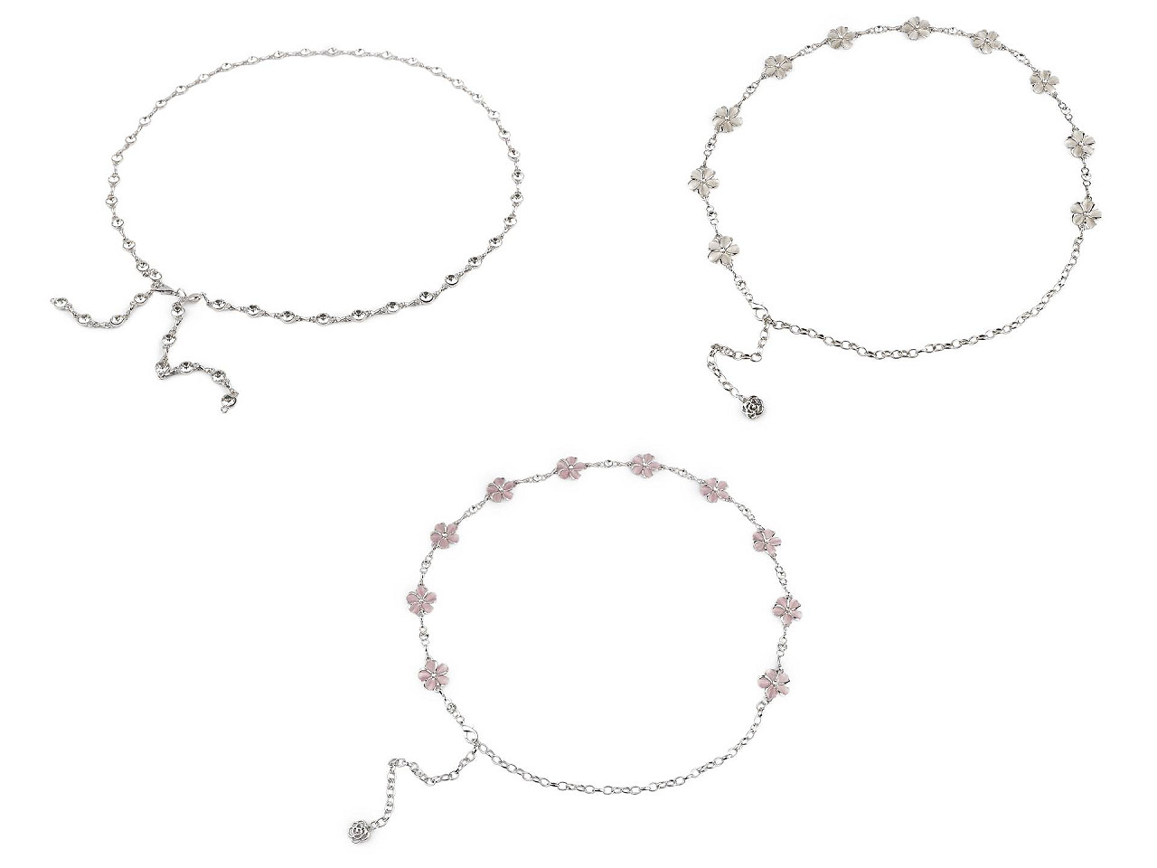 Dámský / dívčí kovový pásek, střední, 1 crystal