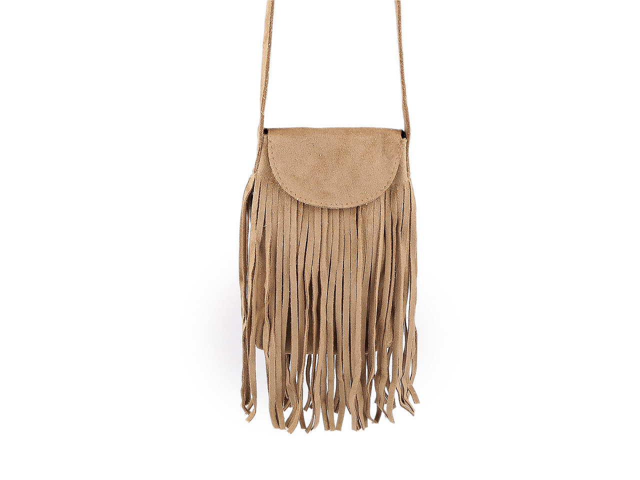Festivalová kabelka se střapci imitace broušené kůže 15x20 cm, velké, 3 hnědá