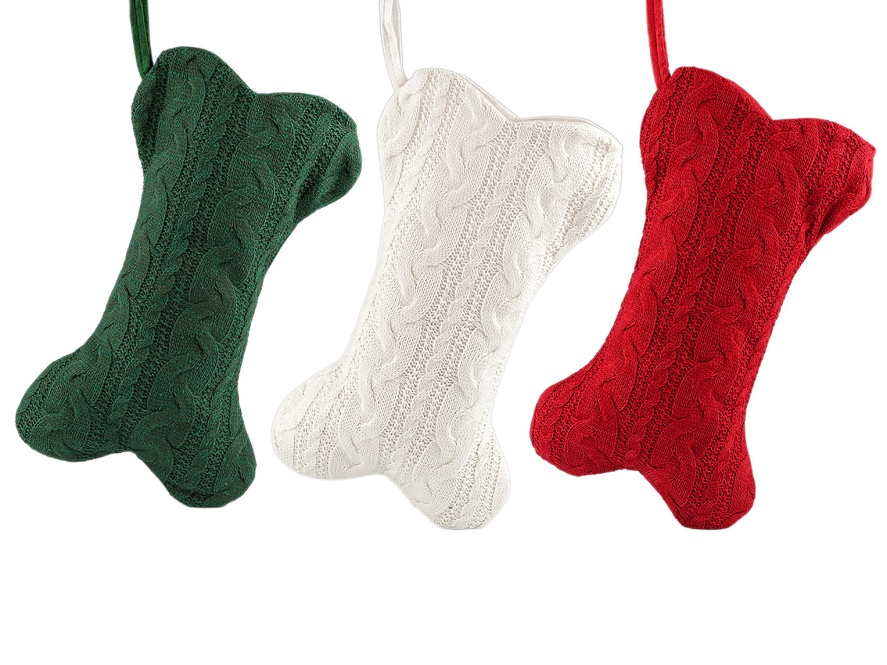 Vánoční pytlík kost pro pejsky 25x42 cm, střední, 3 zelená tmavá