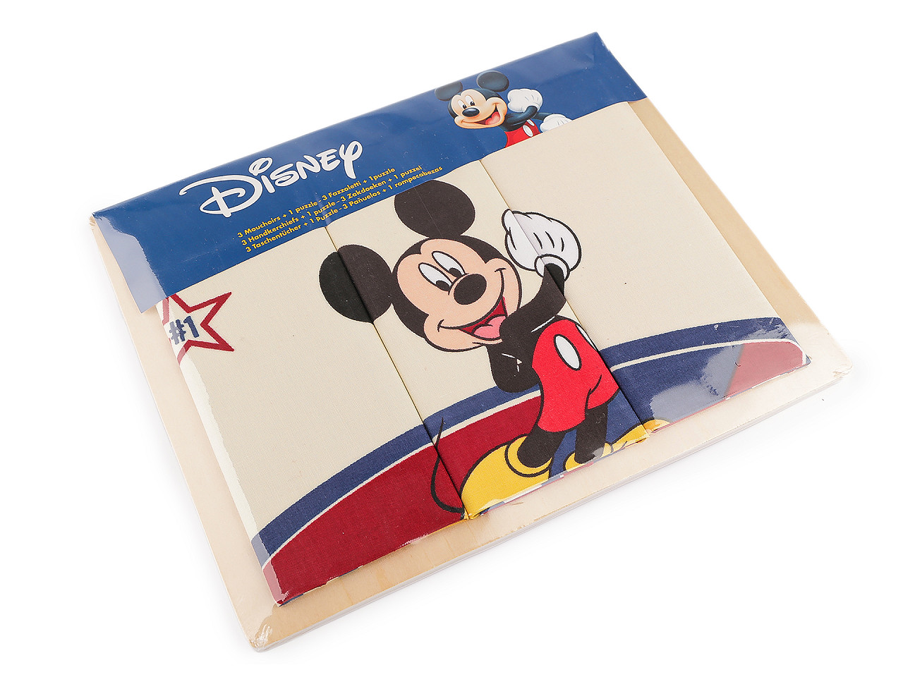 Dětské kapesníky Disney s puzzle, střední, 2 mix vzorů Mickey mouse